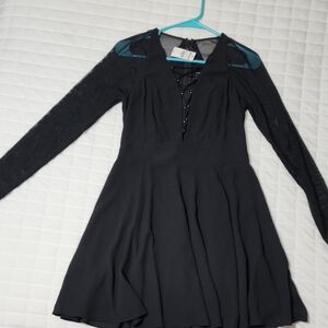 Express Black Dress with Sheer Long Sleeves
